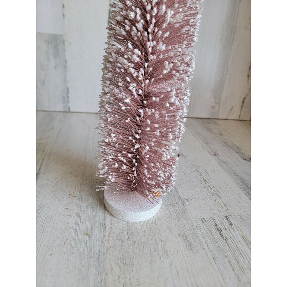 Light pink snow bristle 16" tree Xmas Village home decor - Picture 3 of 6